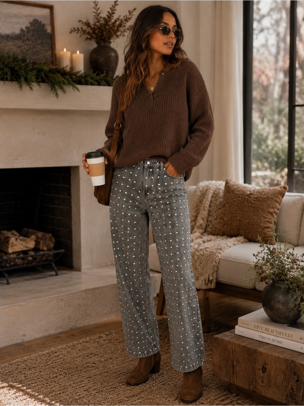 Anthro Style Boho Revival 🔥Studded Barrels Wide-Leg Women's Jeans -💥 - Picture 2 of 9